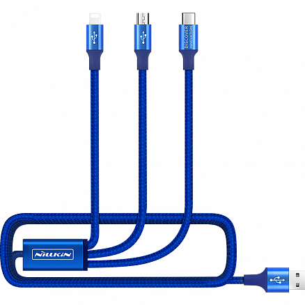 Беспроводная зарядка (быстрая), чехол для iPhone XR и кабель 3-в-1 Nillkin Fancy Gift (подарочный комплект) синие