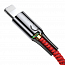 Кабель USB - Lightning для зарядки iPhone 1 м 2.4A с автоотключением плетеный Baseus C-shaped красный