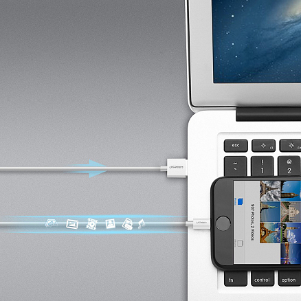 Кабель USB - Lightning для зарядки iPhone 1,5 м 2.4A MFi Ugreen US155 (быстрая зарядка) белый