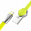 Кабель USB - Lightning для зарядки iPhone 1 м 2.4А плоский Rock Zodiac Snake зеленый