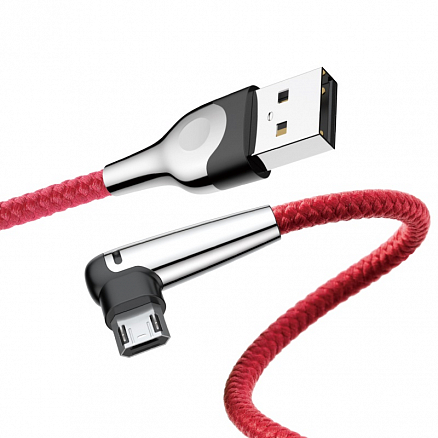 Кабель USB - MicroUSB для зарядки 2 м 1.5А плетеный с угловым штекером Baseus Sharp-bird красный