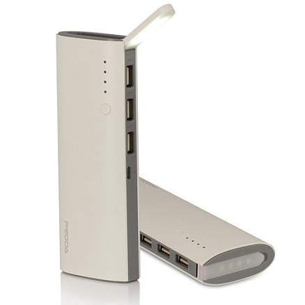 Внешний аккумулятор Remax Proda Star Talk 12000мАч (3 USB выхода, ток 2.1А) бело-серый