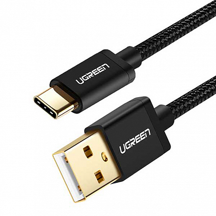 Кабель Type-C - USB 2.0 для зарядки 0,5 м 3А плетеный Ugreen US174 (быстрая зарядка) черный