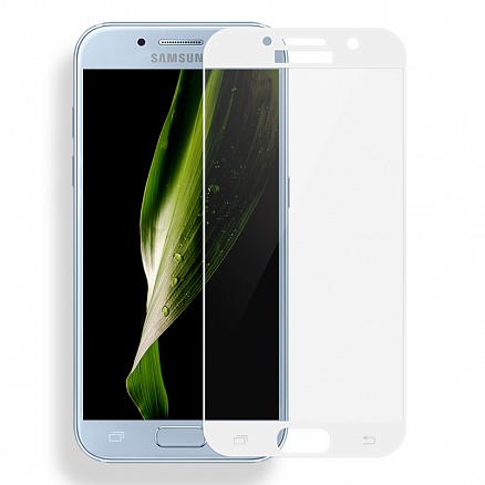 Защитное стекло для Samsung Galaxy A7 (2017) на весь экран противоударное белое