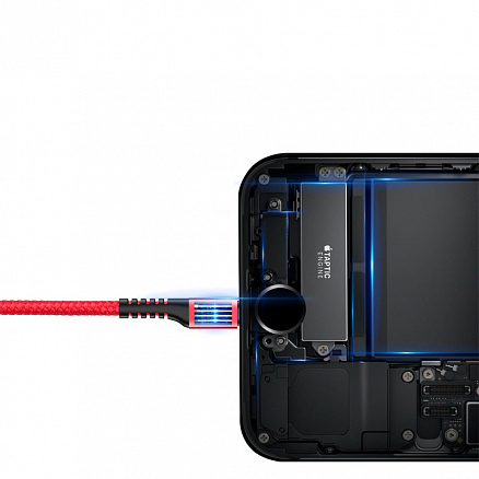 Кабель USB - Lightning для зарядки iPhone 1 м 2А плетеный витой Baseus Fish Eye красный