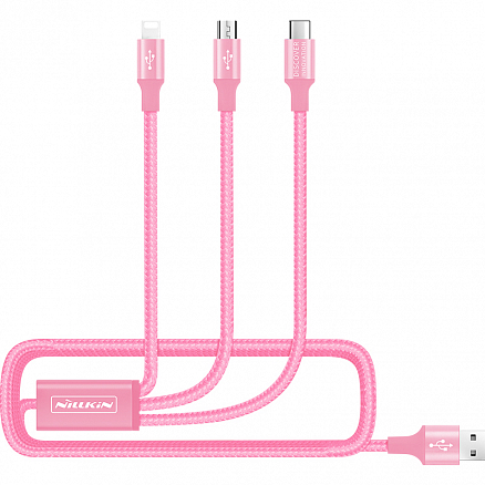Беспроводная зарядка (быстрая), чехол для iPhone X, XS и кабель 3-в-1 Nillkin Fancy Gift (подарочный комплект) розовые