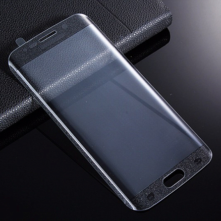 Защитное стекло для Samsung Galaxy S6 edge+ на весь экран противоударное черное