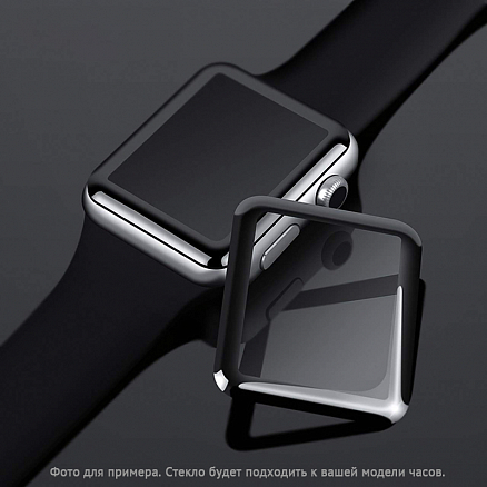 Защитное стекло для Apple Watch 38 мм на весь экран противоударное Lito-2 2.5D черное