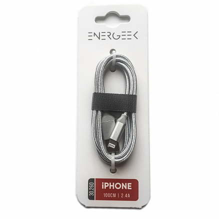 Кабель USB - Lightning для зарядки iPhone 1 м 2.4А плетеный Atomic Energeek-Drive серебристый