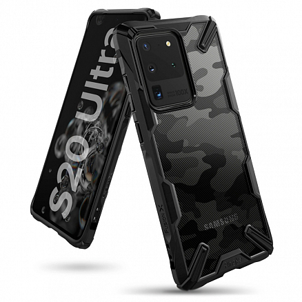 Чехол для Samsung Galaxy S20 Ultra гибридный Ringke Fusion X Design Camo черный