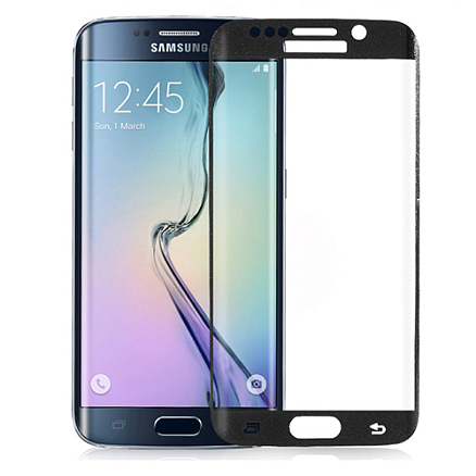 Защитное стекло для Samsung Galaxy S6 edge+ на весь экран противоударное черное