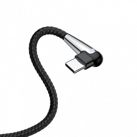 Кабель Type-C - USB 2.0 для зарядки 1 м 3А плетеный с угловым штекером Baseus Sharp-bird (быстрая зарядка QC 3.0) черный