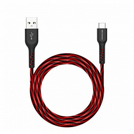 Кабель USB - MicroUSB для зарядки 1,5 м 2.4А плетеный Atomic Flexstick Game+ черно-красный