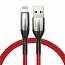 Кабель USB - Lightning для зарядки iPhone 1 м 2.4А плетеный Baseus Horizontal красный