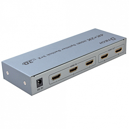 HDMI Switch-Splitter (разветвитель) 3x2 порта 4Kx2K (3 HDMI входа на 2 HDMI выхода) Dtech DT-7432 с пультом