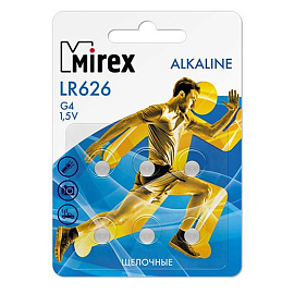 Батарейка AG4 (LR626) Alkaline Mirex упаковка 6 шт.