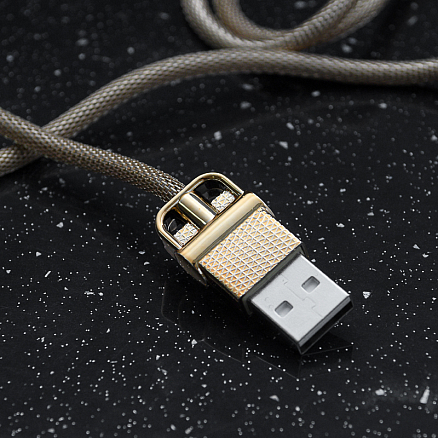 Кабель USB - MicroUSB для зарядки 1 м 2.4А плетеный металлический Joyroom JESS S-M336 (быстрая зарядка) золотистый
