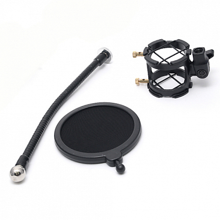 Стойка-держатель (пантограф) для микрофона с поп-фильтром Remax CK-100 черная
