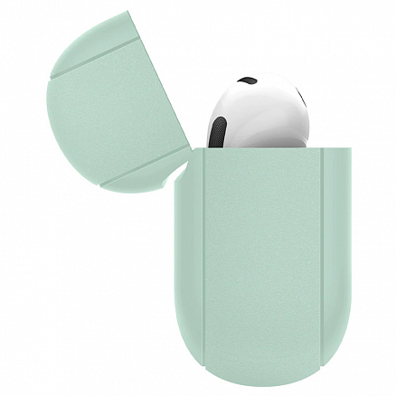 Чехол для наушников AirPods 3 силиконовый с карабином Spigen Silicone Fit зеленый