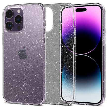 Чехол для iPhone 14 Pro гелевый с блестками Spigen Liquid Crystal Glitter прозрачный