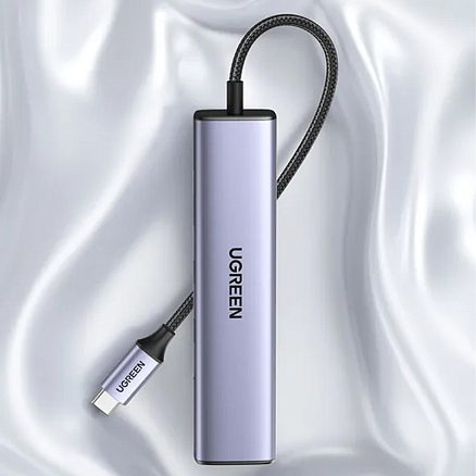Переходник Type-C - 3 х USB 3.0, RJ45 Ugreen CM475 серый