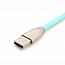 Кабель USB - Lightning для зарядки iPhone 1 м 2.1А плоский Rock Space Metal голубой