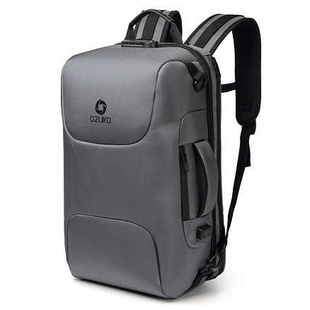 Рюкзак-сумка Ozuko 9225 с отделением для ноутбука до 15,6 дюйма и USB портом антивор серый