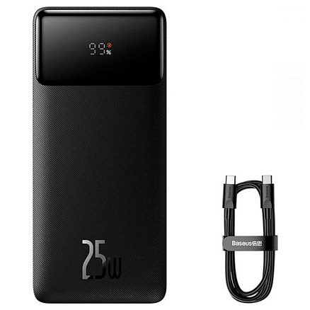 Внешний аккумулятор Baseus Bipow Digital с дисплеем 20000мАч (быстрая зарядка PD, QC 3.0, 25Вт) черный