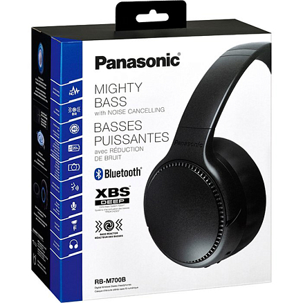 Наушники беспроводные Bluetooth Panasonic RB-M700BGE-K полноразмерные с микрофоном и активным шумоподавлением черные