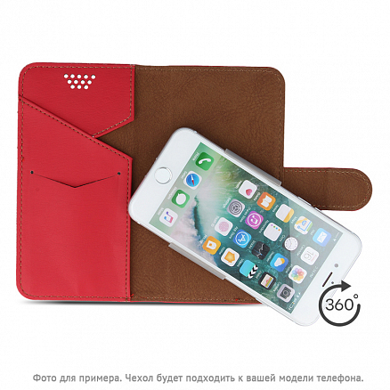 Чехол для телефона от 4.5 до 5 дюймов универсальный кожаный - книжка GreenGo Smart Rotating красный