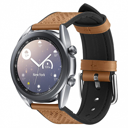 Ремешок-браслет для Samsung Galaxy Watch Samsung Watch 3 41 мм кожаный Spigen Retro Fit коричневый