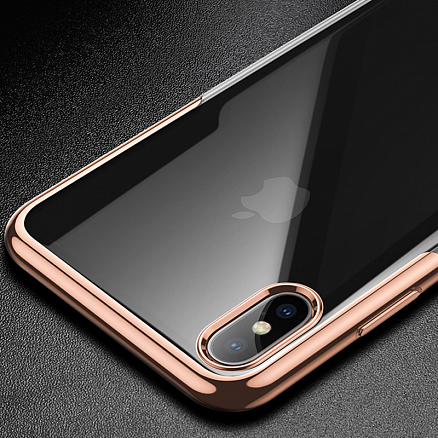Чехол для iPhone XS Max гелевый Baseus Shining прозрачно-золотистый
