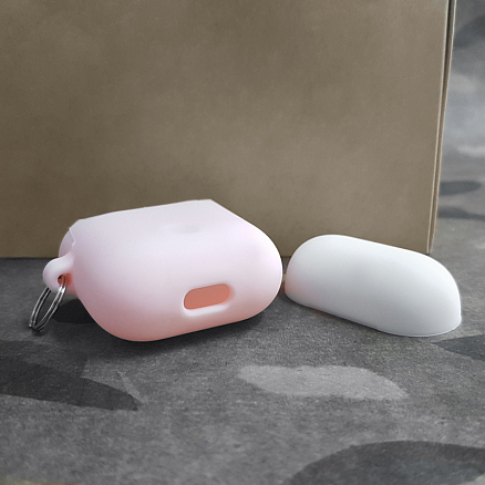 Чехол для наушников AirPods силиконовый Nova Pastel Duet розово-белый