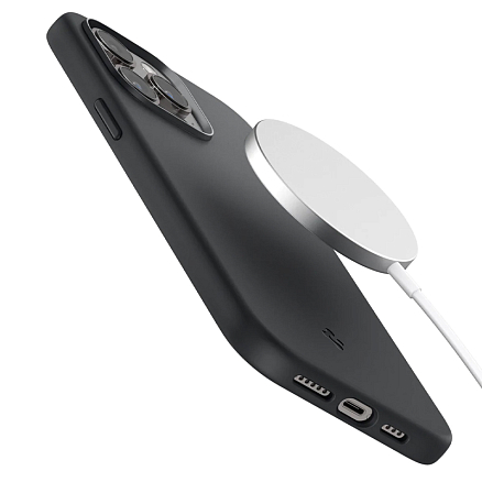 Чехол для iPhone 14 Pro Max силиконовый Spigen Silicone Fit MagSafe черный