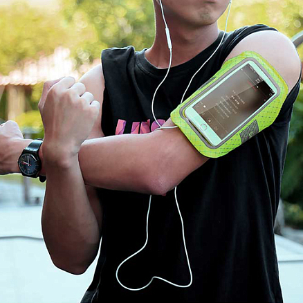 Чехол универсальный для телефона до 4.7 дюйма спортивный наручный Baseus Sports Armband кислотно-зеленый
