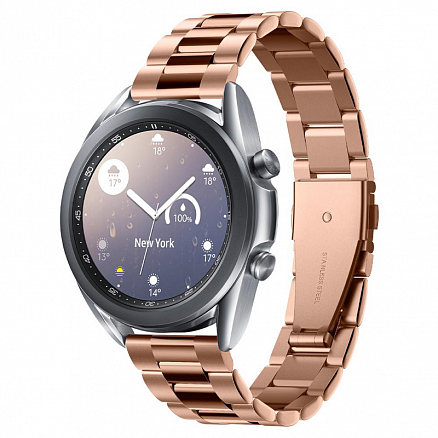 Ремешок-браслет для Samsung Galaxy Watch 42 мм, Watch 3 41 мм, Active, Active 2 40 мм и 44 мм металлический Spigen Modern Fit розовое золото