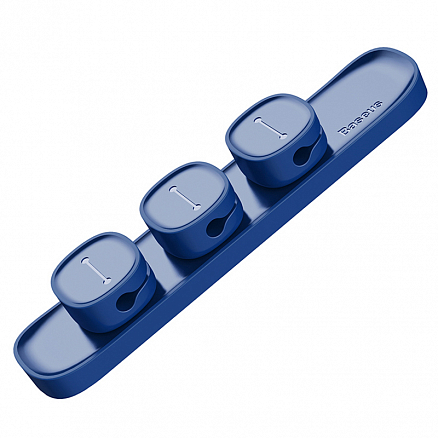 Органайзер кабелей на липучке с магнитными держателями Baseus Peas темно-синий