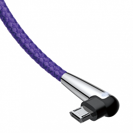 Кабель USB - MicroUSB для зарядки 2 м 1.5А плетеный с угловым штекером Baseus Sharp-bird фиолетовый