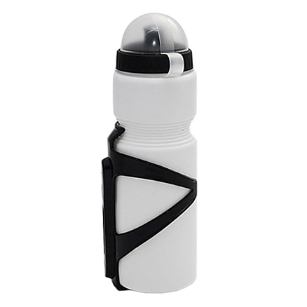 Бутылка для воды спортивная на велосипед Bicycle Gear BG-16008 с держателем белая