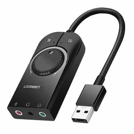 Внешняя звуковая карта USB 2.0 с управлением Ugreen CM129 черная