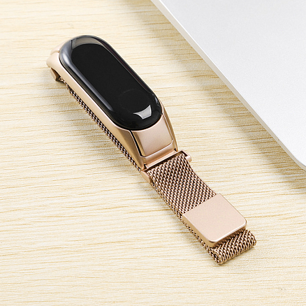 Сменный браслет для Xiaomi Mi Band 4 миланское плетение Nova Magnetic золотистый