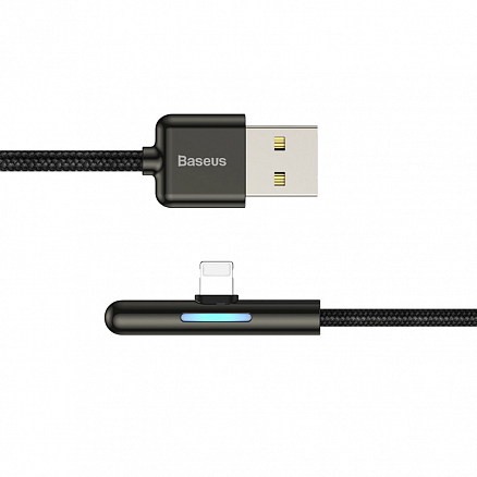 Кабель USB - Lightning для зарядки iPhone 1 м 2.4А игровой плетеный Baseus Iridescent Lamp черный