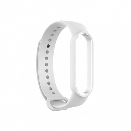Сменный браслет для Xiaomi Mi Smart Band 5, 6 силиконовый белый