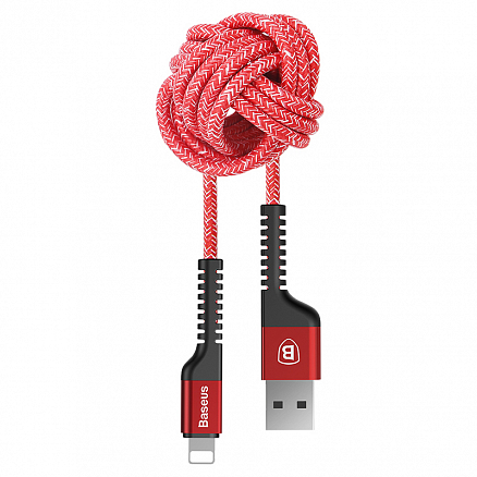 Кабель USB - Lightning для зарядки iPhone 1,5 м 2А плетеный Baseus Confidant красный