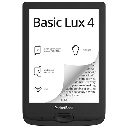 Электронная книга PocketBook 618 Basic Lux 4 с подсветкой черная