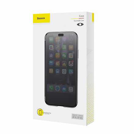 Чехол для iPhone X, XS с сенсорной крышкой Baseus Touchable черный