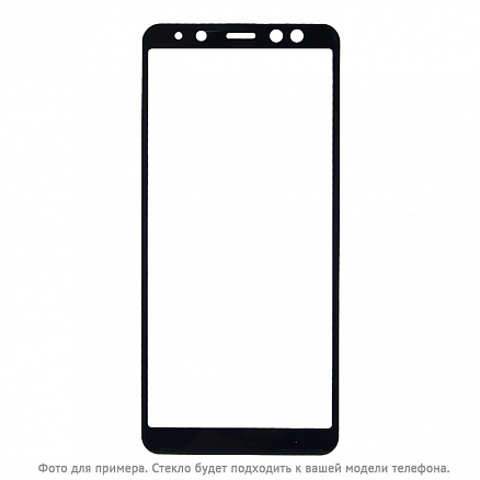 Защитное стекло для Samsung Galaxy J8 на весь экран противоударное черное