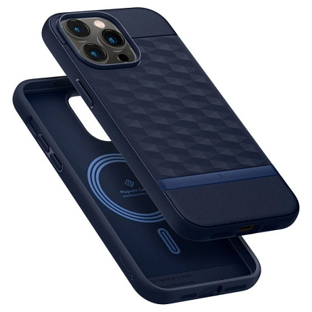 Чехол для iPhone 14 Pro Max гибридный Spigen Caseology Parallax MagSafe синий
