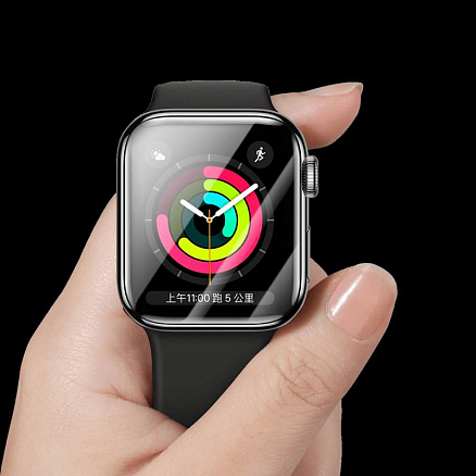 Защитное стекло для Apple Watch 42 мм на весь экран противоударное Baseus 0,2 мм черное