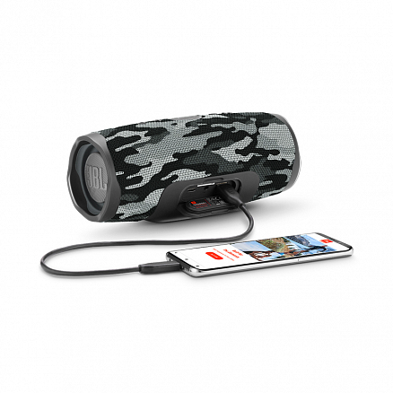 Портативная колонка JBL Charge 4 с защитой от воды и аккумулятором для телефона на 7500мАч камуфляж серый